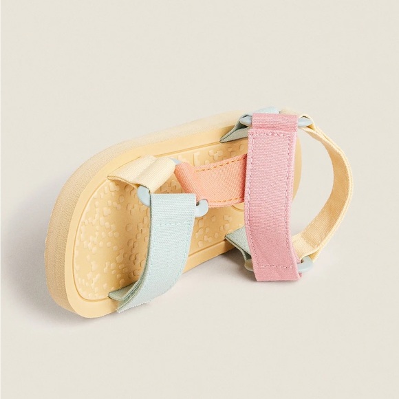 ZARA colorblock multicolor velcro strappy sandal - Picture 1 of 6
